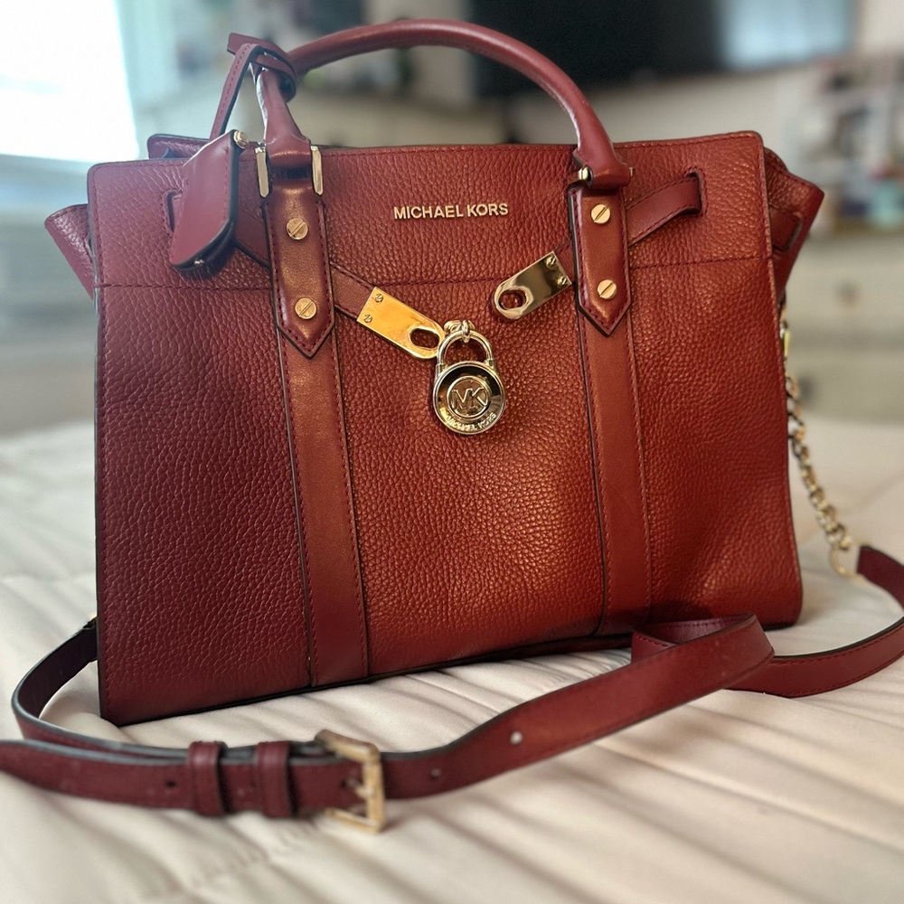 Michael Kors deep red leather hand bag